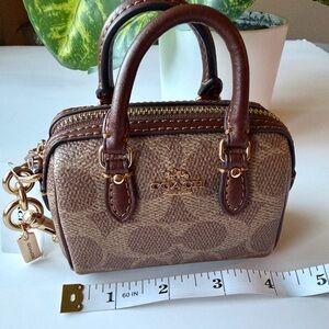 Coach Mini Rowan Bag Charm In Signature Canvas. Authentic. NWT